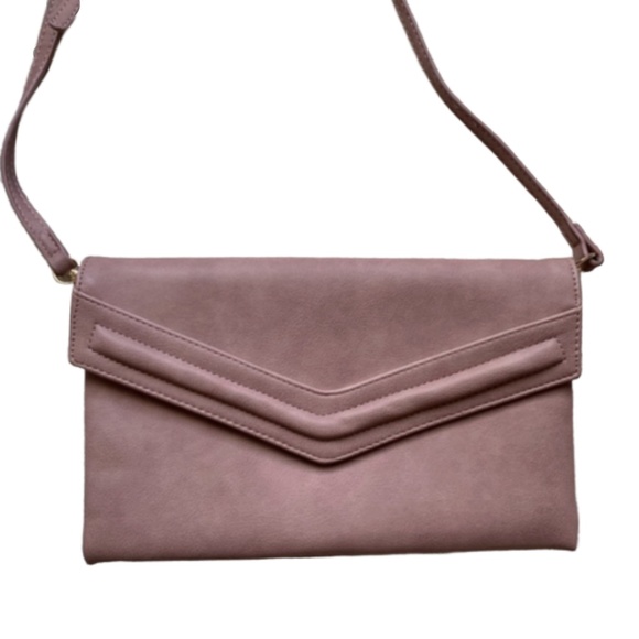 Handbags - Mauve Pink/Beige Suede Envelope Crossbody Purse!